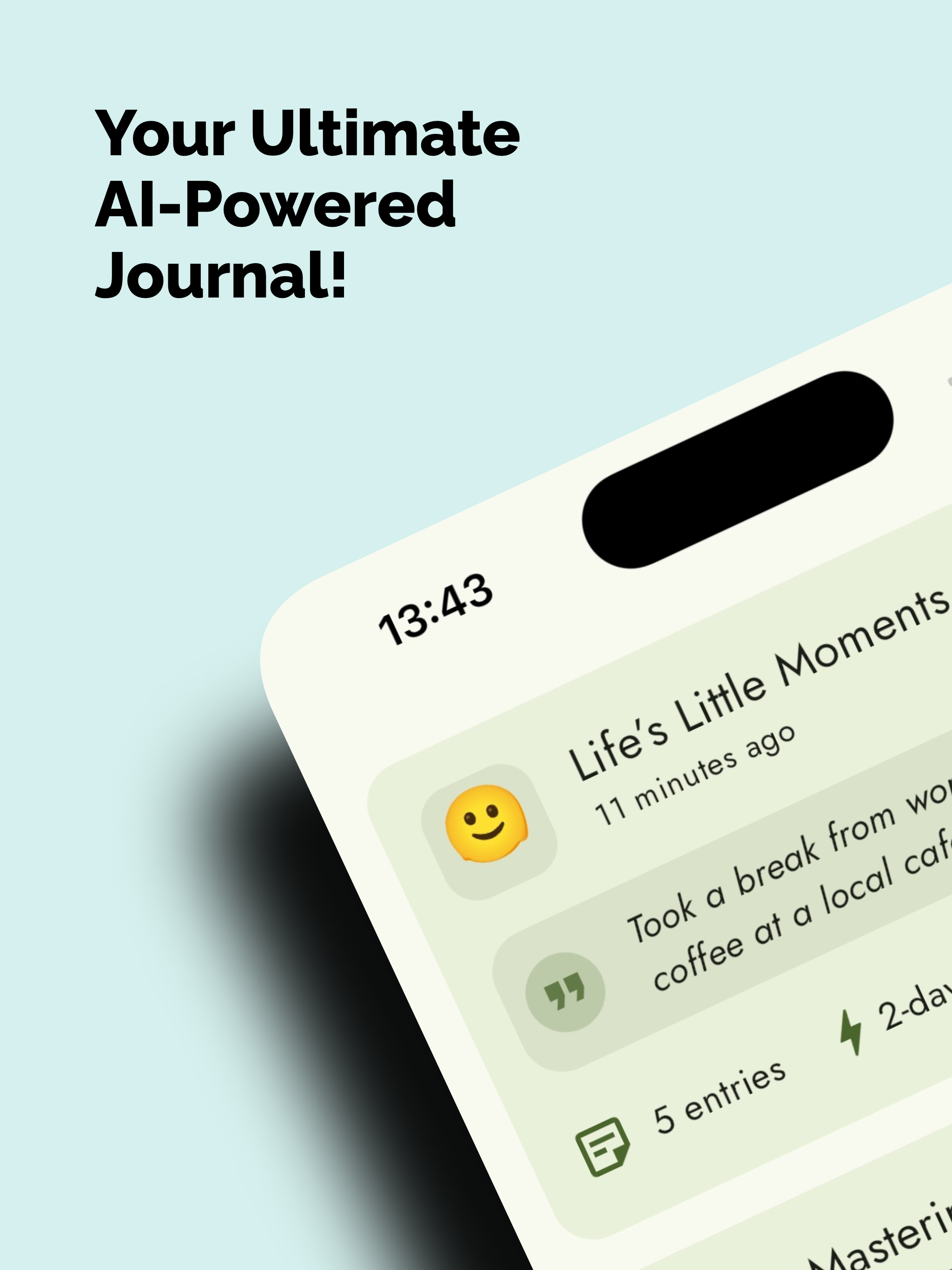 Screenshot #1 of the Balbee - AI journal app